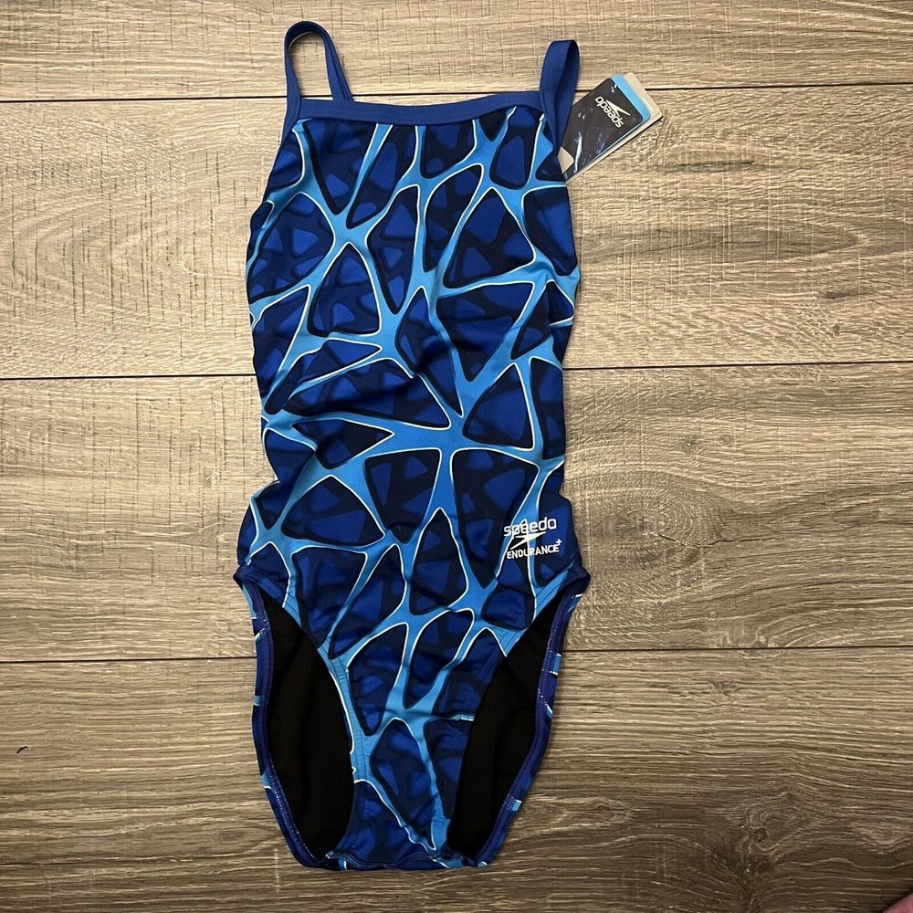 Speedo Girls Endurance + Plus size 24 Blue Competition Training Practice Racing